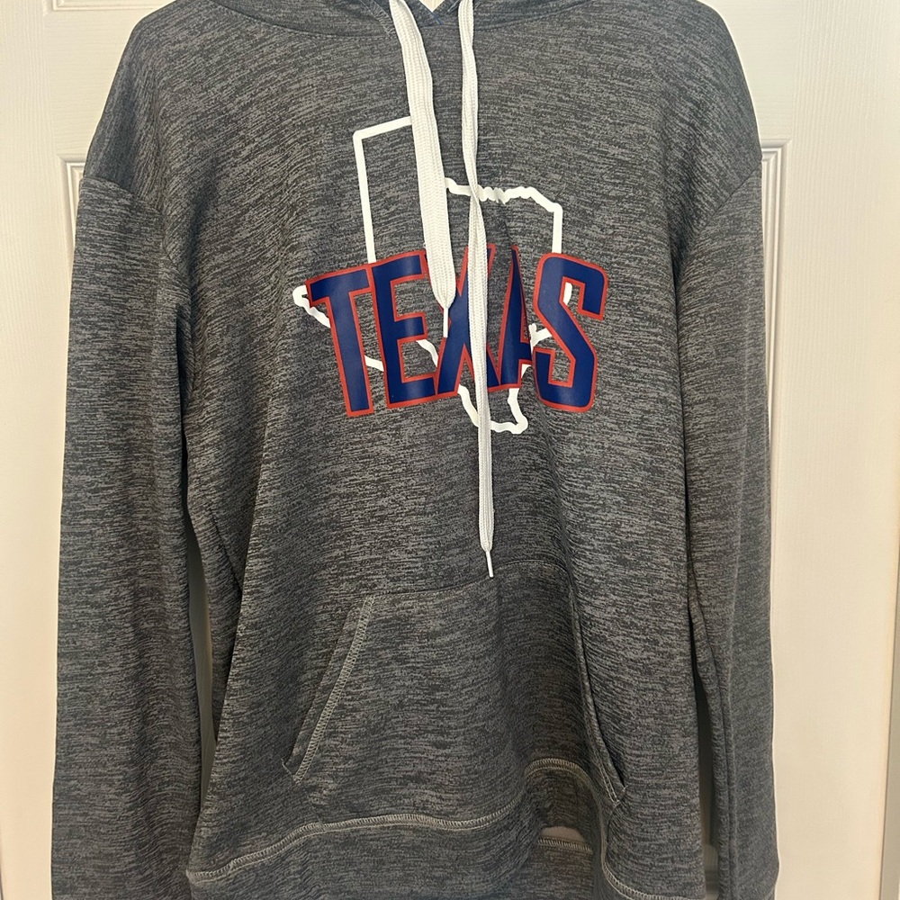 Gray Texas Hoodie with Blue and Red Lettering